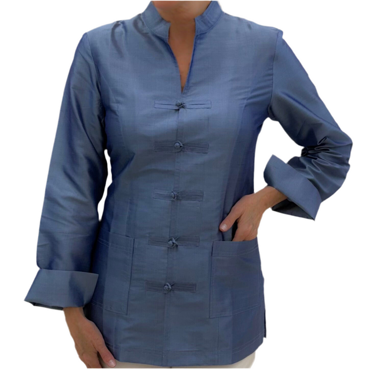 Laurel Silk Jacket with Mandarin Collar