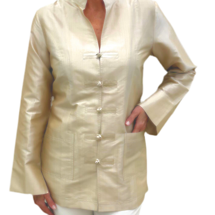 Laurel Silk Jacket with Mandarin Collar