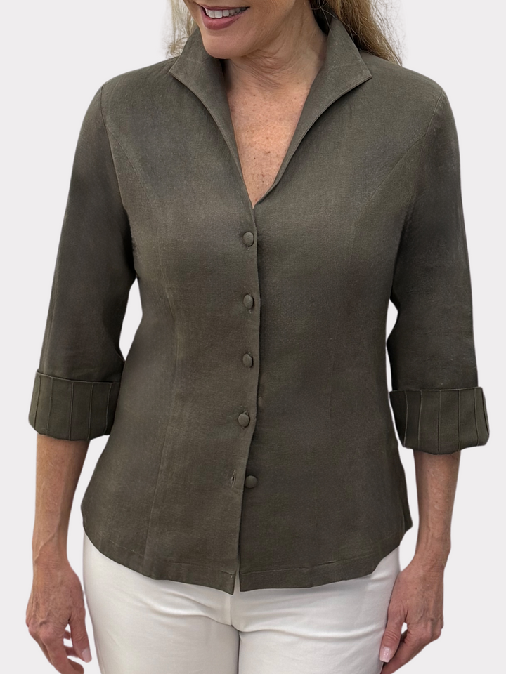 Grace Top in Linen - Solid