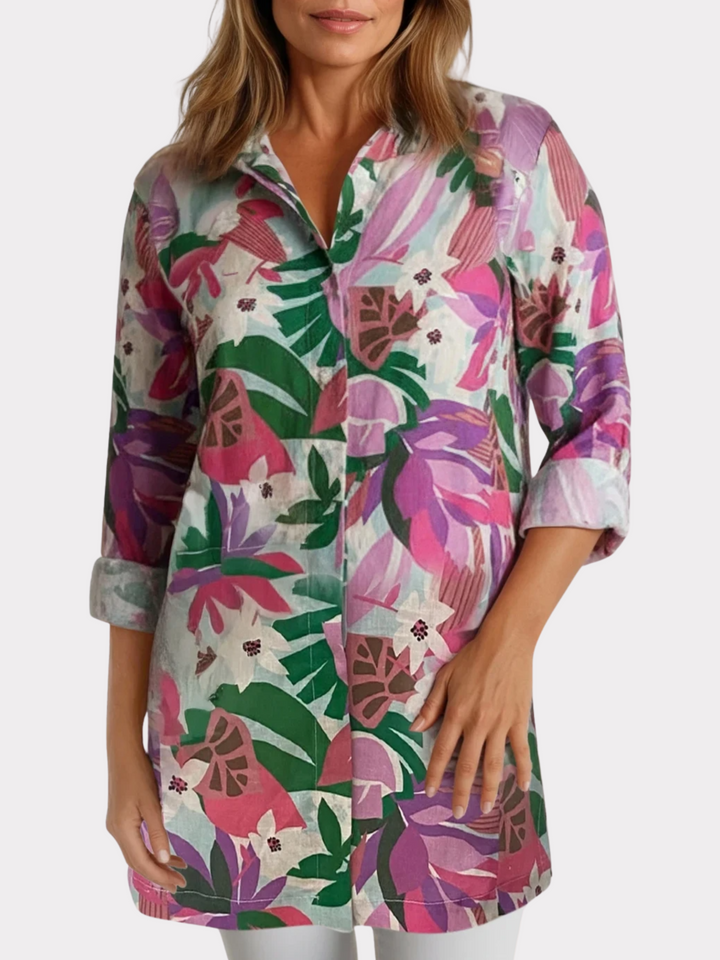 Barbara Top in Linen - Print