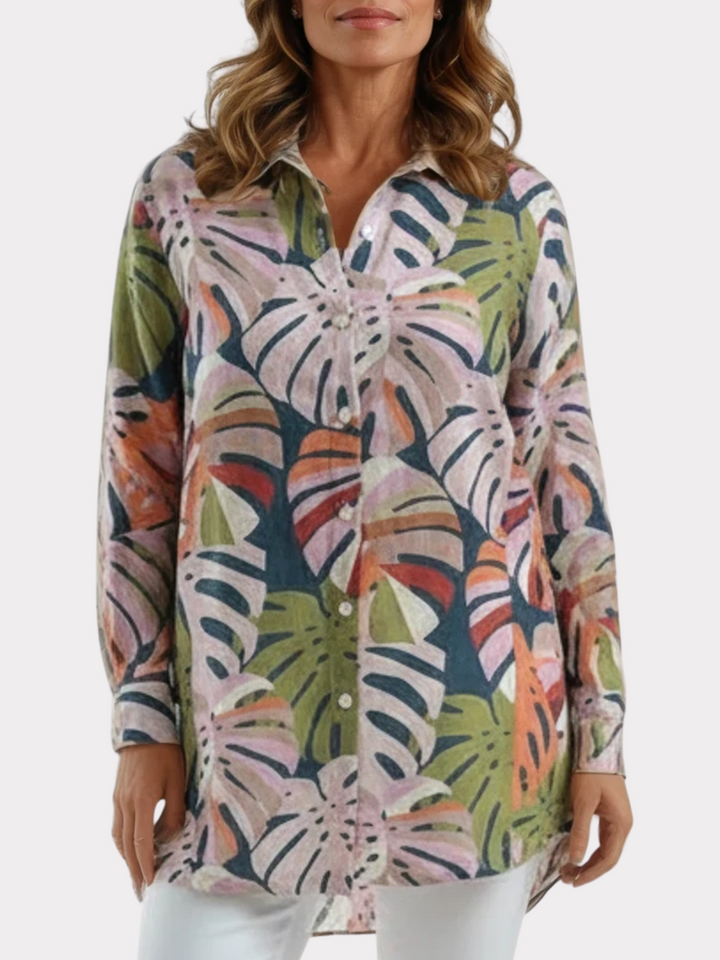 Barbara Top in Linen - Print