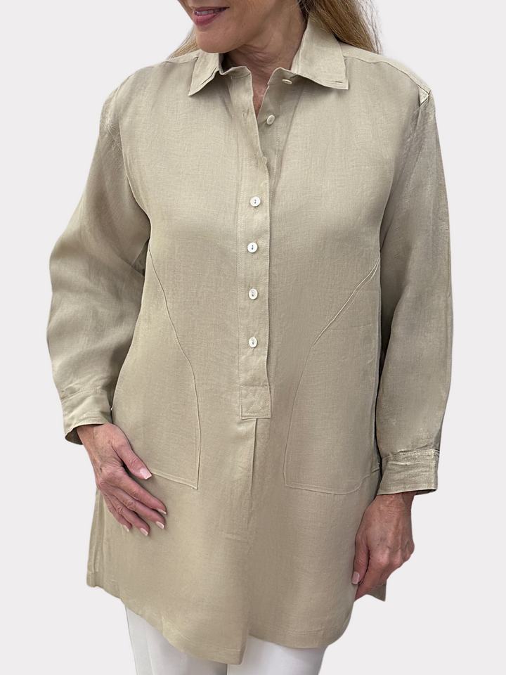 Jacqueline Top in Linen - Solid