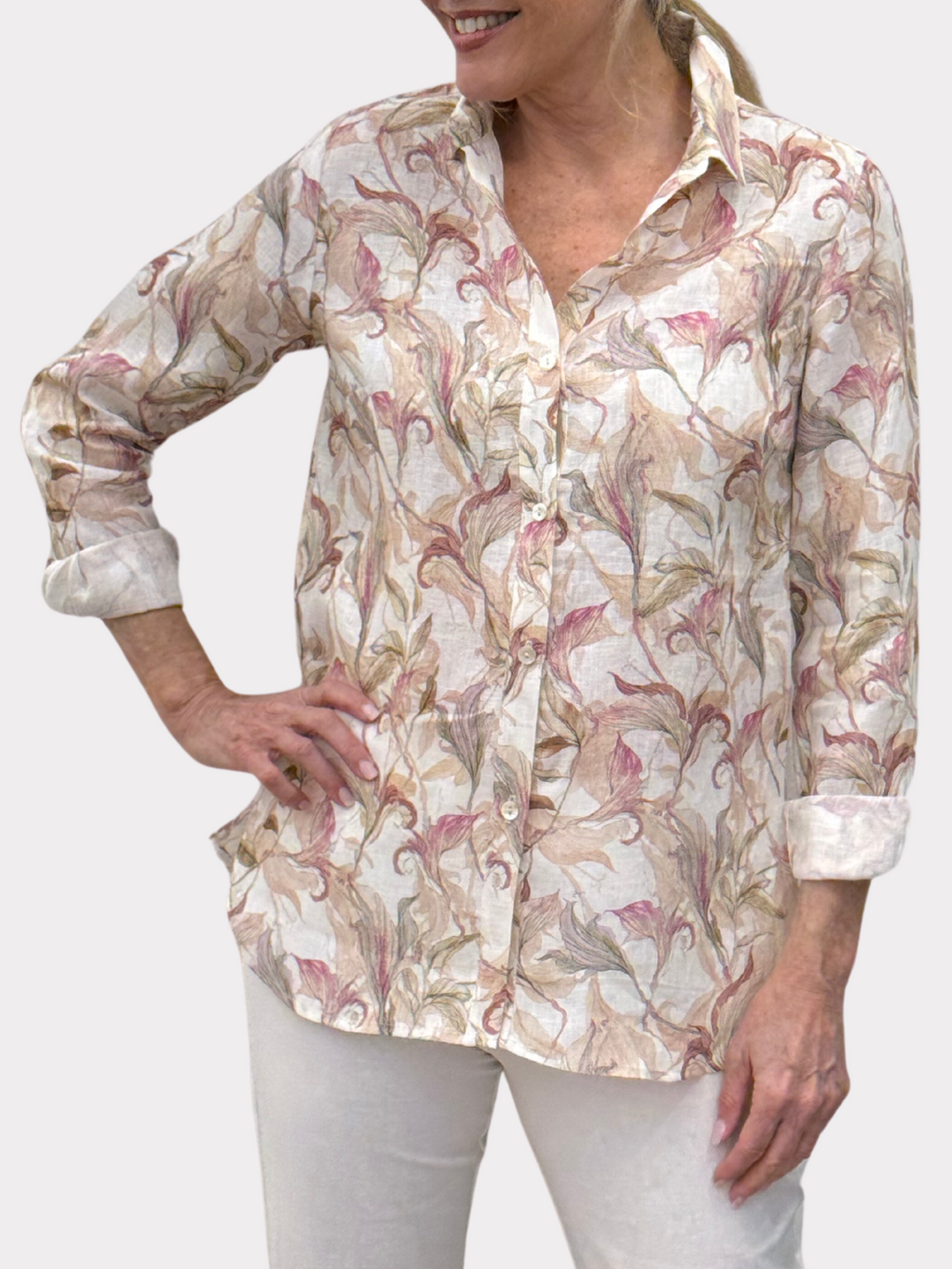 Shari Top in Linen - Print