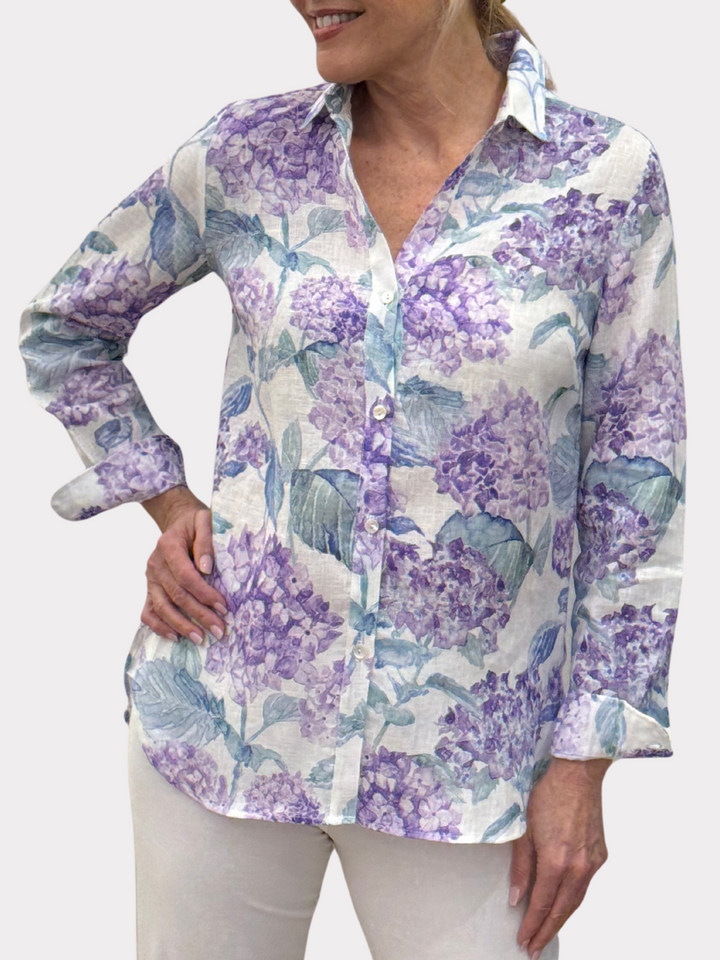 Shari Top in Linen - Print