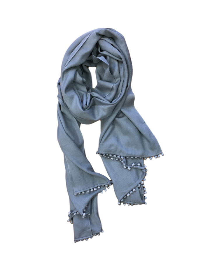 Cashmere Scarf with Ball Fringe