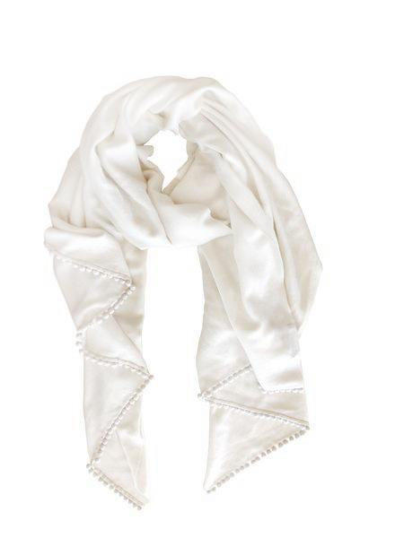 Cashmere Scarf with Ball Fringe